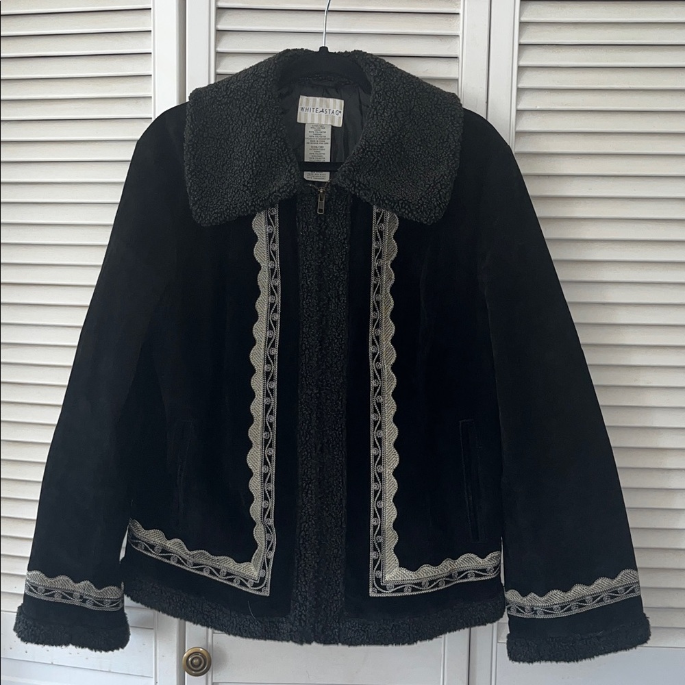 Y2K suede leather embroidered jacket